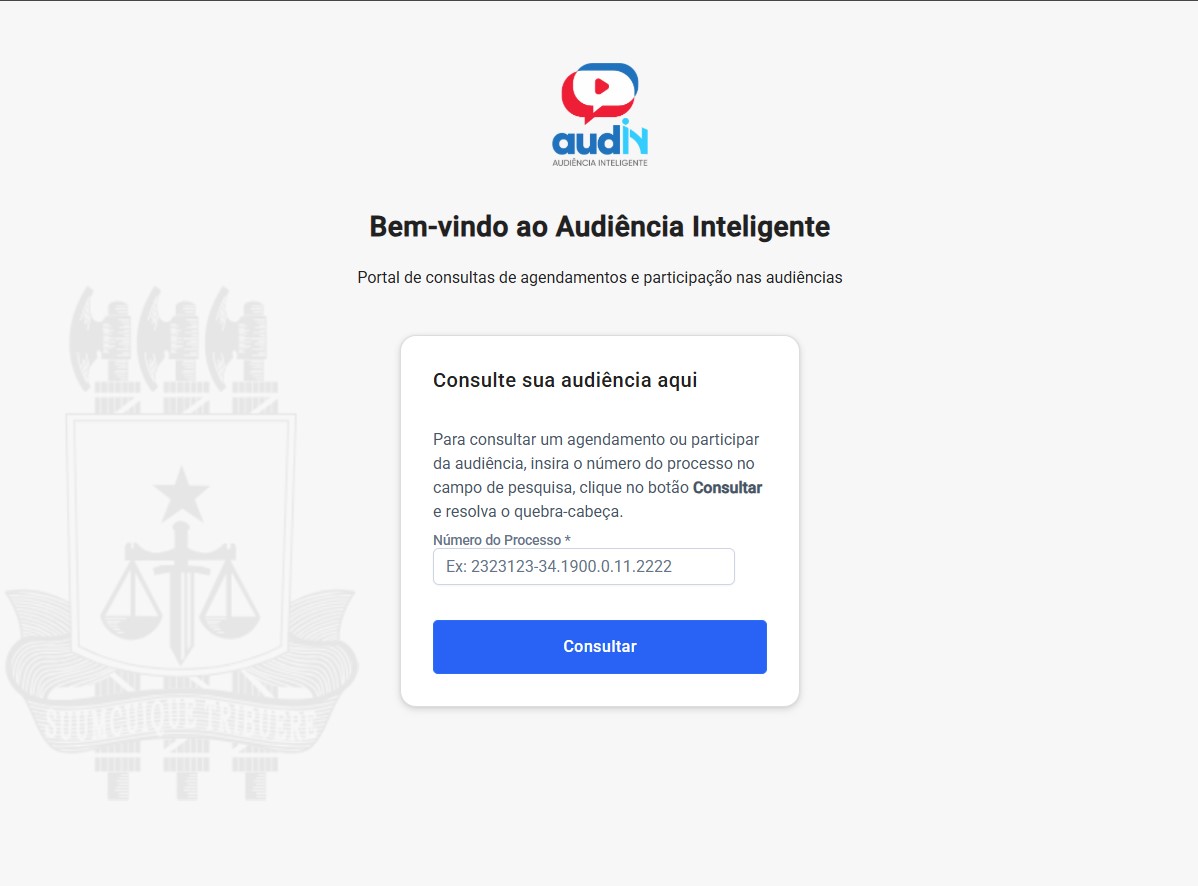 Tela inicial do audIN Play — Consulta Pública