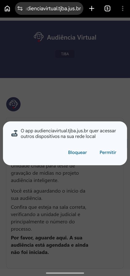 Fig. 14 — Solicitação de permissão de acesso a dispositivos da rede local.