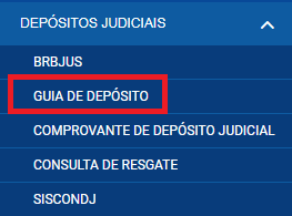 Passo a passo "Depósitos Judiciais"